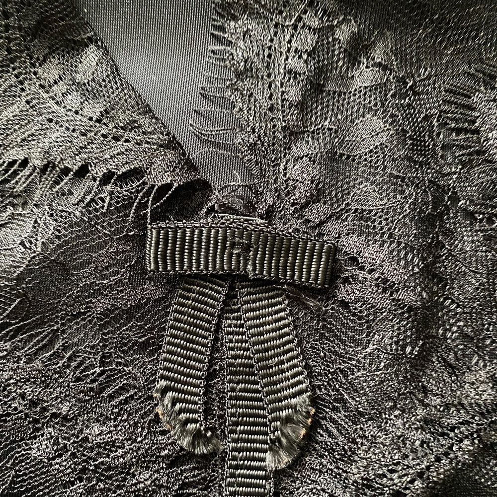 A La Garconne- Black Lace Mini Crop Top With Satin Back — image 4 of 6